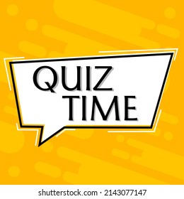 gelbe Sprachblase mit Quizzeittext. geeignet für Werbehintergründe, Plakate, Flyer