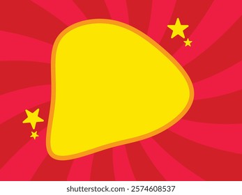 yellow speech bubble with red sunburst geometric background 