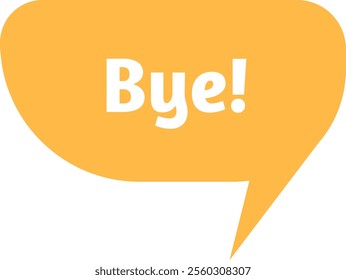 Yellow speech bubble showing bye on a white background, ideal for conveying farewell or departure in communication and social media contexts