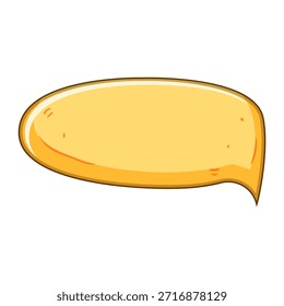Ilustración vectorial de burbuja de voz amarilla con un contorno naranja, detalles dibujados a mano y una cola puntiaguda, que ofrece un marcador de posición de texto para la comunicación y las ideas