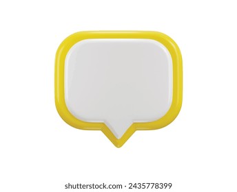 yellow speech bubble with a white background icon 3d rendering vector illustration
