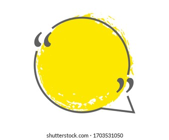 Yellow speech or think bubble isolated on white. Gray border. Think bubble in grunge style. Template for social network and label. Creative thought balloon. Speech bubble line art vector illustration.