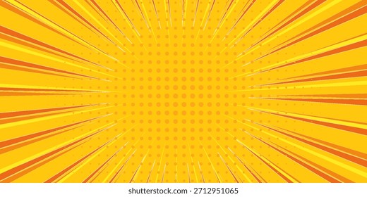 Yellow speed line comic style halftone background