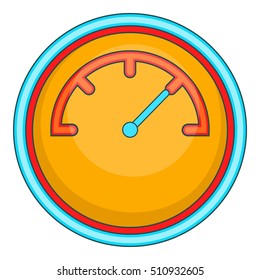 Yellow speedometer icon. Cartoon illustration of speedometer vector icon for web design