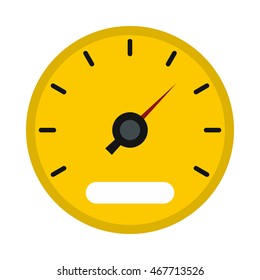 Yellow speedometer icon in flat style on a white background