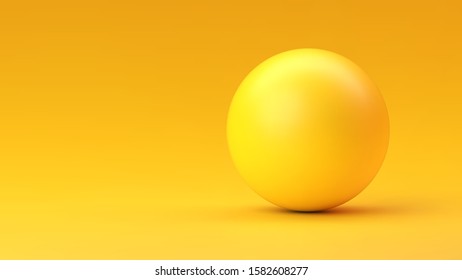 Yellow sphere with shadow on yellow gradient background. Vector illustration for your graphic design