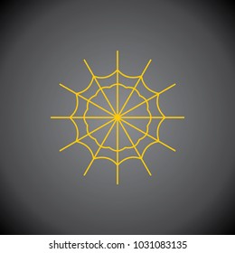 Yellow Spider Web icon on black background.