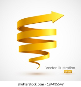 Yellow spiral arrow 3D.