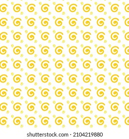 Yellow spiral circle pattern on white background, flat vector.