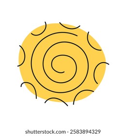 Yellow spiral design featuring a simple, playful pattern with curved lines