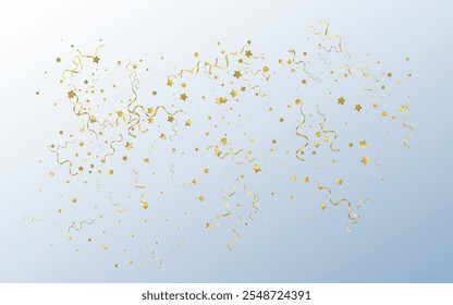 Yellow Spiral Flying Vector Gray Background. Abstract Confetti Illustration. Serpentine Shiny Branch. Gold Festive Design.