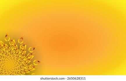 Yellow Spiral Mandala Ornament on Bright Gradient Background – Abstract Floral Corner Design