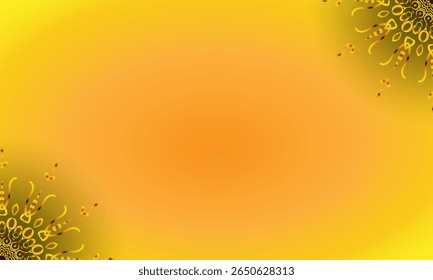 Yellow Spiral Mandala Ornament on Bright Gradient Background – Abstract Floral Corner Design