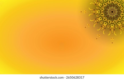 Yellow Spiral Mandala Ornament on Bright Gradient Background – Abstract Floral Corner Design