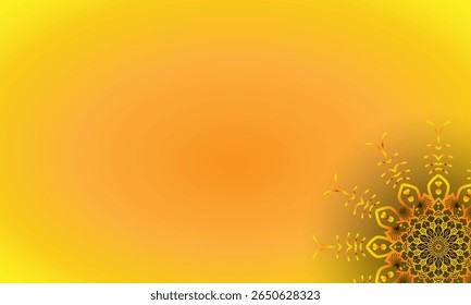 Yellow Spiral Mandala Ornament on Bright Gradient Background – Abstract Floral Corner Design
