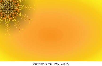 Yellow Spiral Mandala Ornament on Bright Gradient Background – Abstract Floral Corner Design