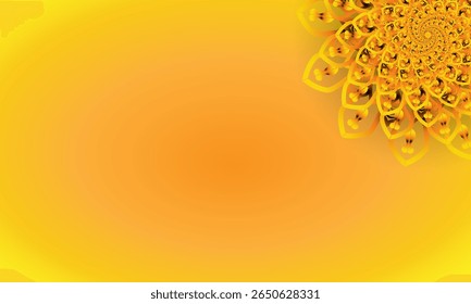 Yellow Spiral Mandala Ornament on Bright Gradient Background – Abstract Floral Corner Design