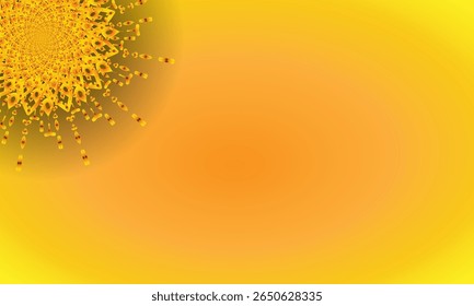 Yellow Spiral Mandala Ornament on Bright Gradient Background – Abstract Floral Corner Design