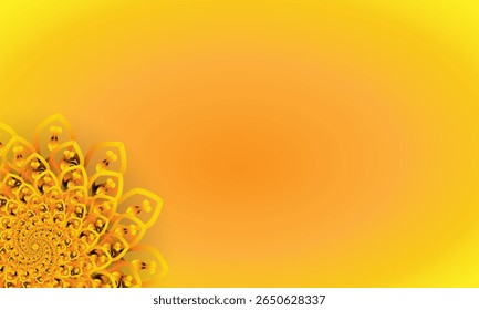 Ornamento Mandala Espiral Amarelo no Fundo Gradiente Brilhante - Design Abstrato de Canto Floral