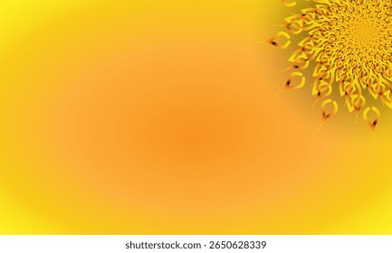 Yellow Spiral Mandala Ornament on Bright Gradient Background – Abstract Floral Corner Design