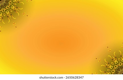 Yellow Spiral Mandala Ornament on Bright Gradient Background – Abstract Floral Corner Design
