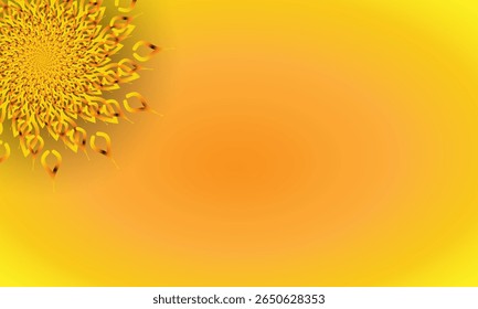 Yellow Spiral Mandala Ornament on Bright Gradient Background – Abstract Floral Corner Design