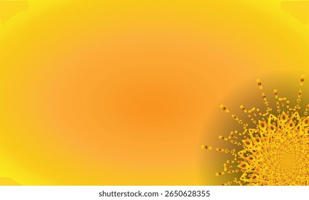 Yellow Spiral Mandala Ornament on Bright Gradient Background – Abstract Floral Corner Design