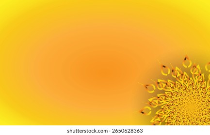 Yellow Spiral Mandala Ornament on Bright Gradient Background – Abstract Floral Corner Design