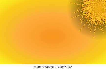 Yellow Spiral Mandala Ornament on Bright Gradient Background – Abstract Floral Corner Design