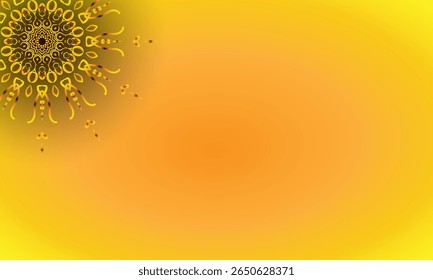 Yellow Spiral Mandala Ornament on Bright Gradient Background – Abstract Floral Corner Design