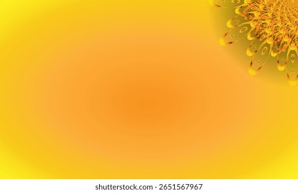 Ornamento de Mandala em Espiral Amarela sobre Fundo Gradiente Brilhante - Floral Abstrato