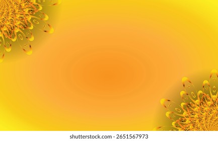 Yellow Spiral Mandala Ornament on Bright Gradient Background – Abstract Floral