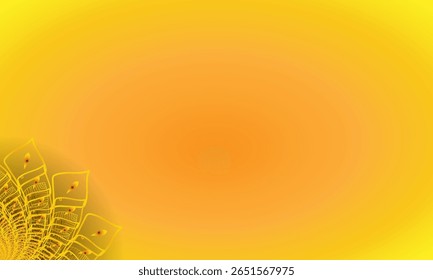 Yellow Spiral Mandala Ornament on Bright Gradient Background – Abstract Floral