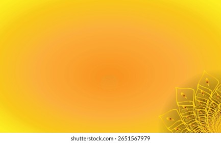 Yellow Spiral Mandala Ornament on Bright Gradient Background – Abstract Floral