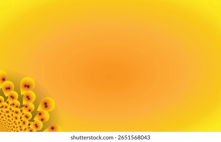Ornamento de mandala espiral amarillo sobre fondo degradado brillante - Floral Abstractas