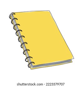 Yellow Spiral Notebook Personal Diary Doodle Notes Planer handgezeichnet Vektorgrafik