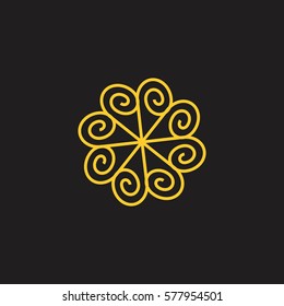 yellow spiral shape in circle design logo vector