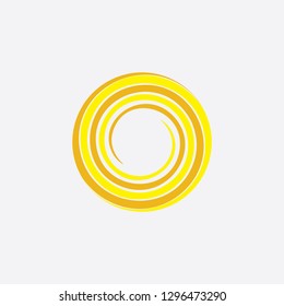 yellow spiral sun stylized icon vector 