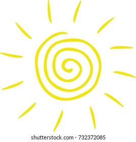 Yellow spiral sun. Without contour. Simple style.