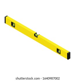 Yellow spirit level isolated on white background isometric view.