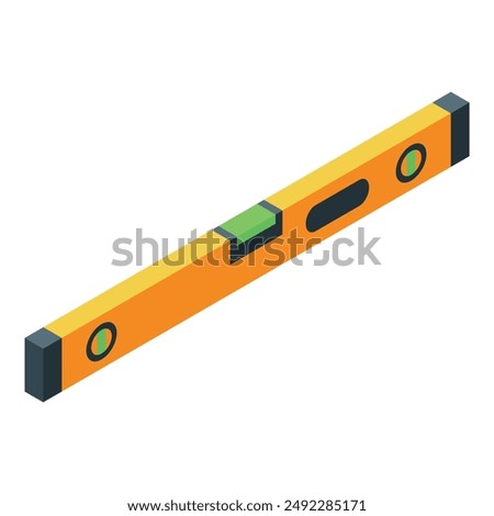 Yellow spirit level, a tool used by construction workers to determine if a surface is perfectly horizontal