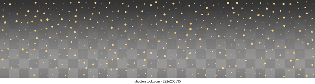 Yellow Splash Abstract Vector Transparent Panoramic Background. Holiday Star Pattern. Golden Constellation Anniversary Card. Dot Rich Design.