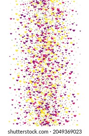 Yellow Splash Circle Illustration. Purple Banner Texture. Pink Confetti Fall. Rose Shape Background. Birthday Frame.