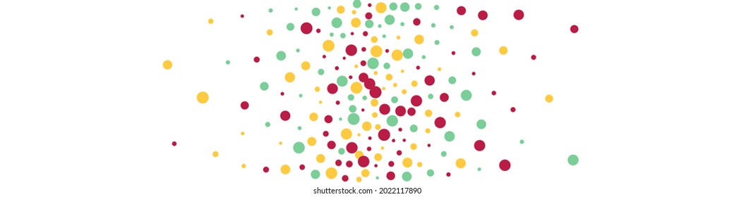 Yellow Splash Flying Vector White Panoramic Background. Independence Rain Design. Top Dot Banner. Green Confetti Vector Pattern.