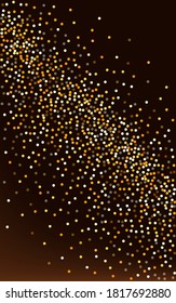 Gelber Splash, goldener brauner dunkler Hintergrund. Happy Shine Postcard. Golden Polka Holiday Design. Sparkle Vektorhintergrund.