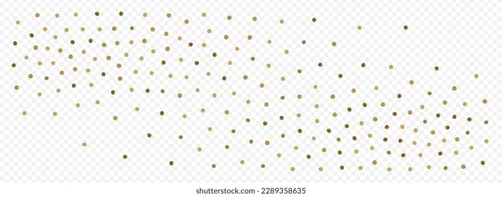 Yellow Splash Golden Vector Panoramic Transparent Background. Falling Round Postcard. Shiny Circle Glamour Background. Sparkle Isolated Wallpaper.