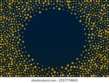 Yellow Splash Happy Vector Black Background. Bright Polka Postcard. Gold Dot Glamour Pattern. Sequin Abstract Card.