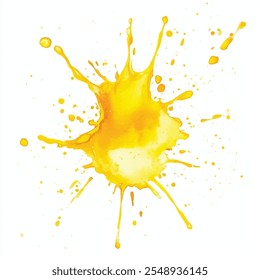 Yellow splash ink watercolor clipart illustration