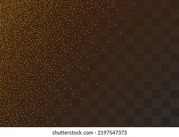 Fondo transparente del vector aislado de salpicaduras amarillas. Patrón de lluvia rica. Pancarta de arte Golden Confetti. Textura festiva de polvo.