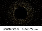 Yellow Splash Rich Vector Black Background. Glamour Dot Banner. Gold Circle Light Invitation. Round Isolated Illustration.